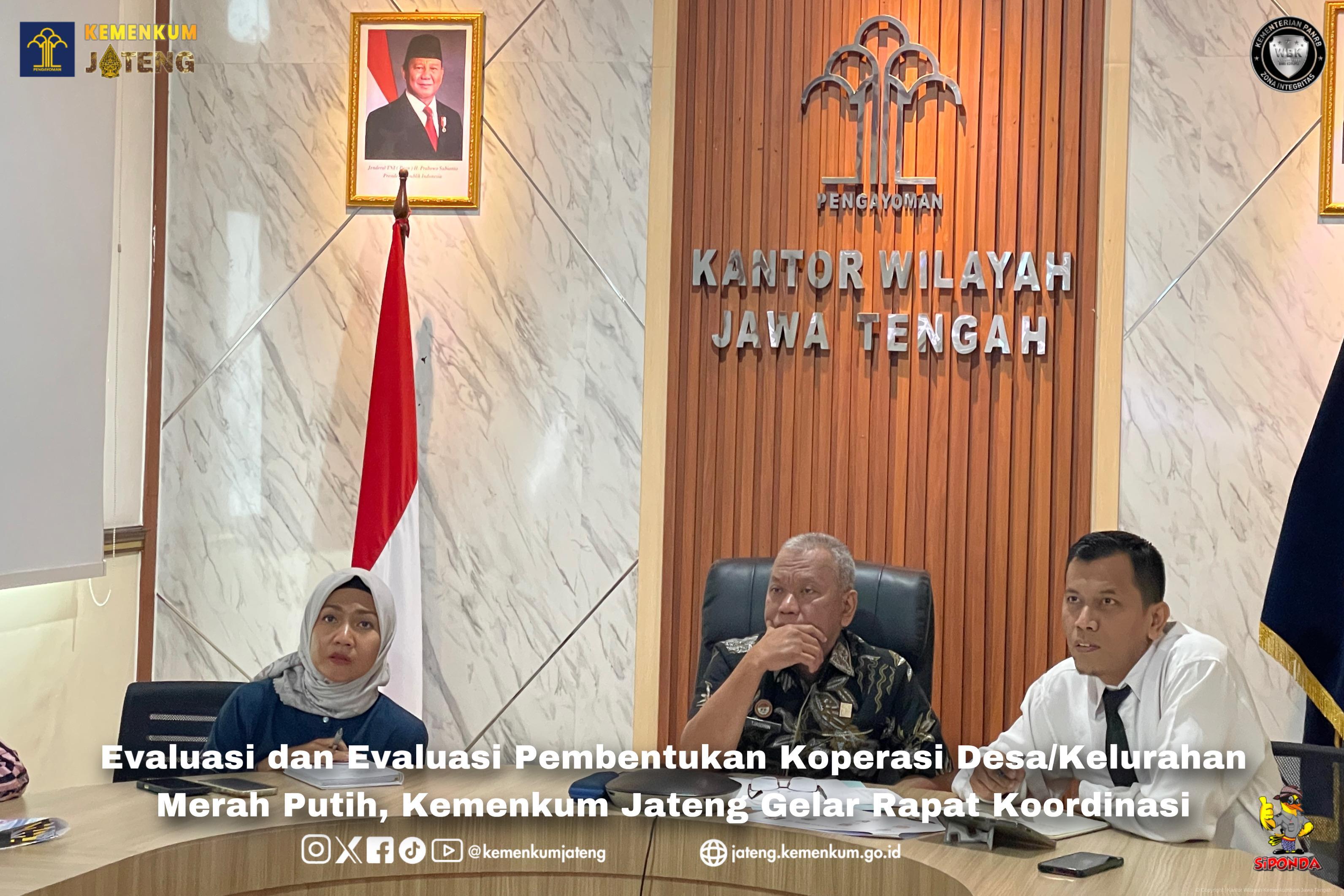 Evaluasi dan Evaluasi Pembentukan Koperasi Desa/Kelurahan Merah Putih, Kemenkum Jateng Gelar Rapat Koordinasi